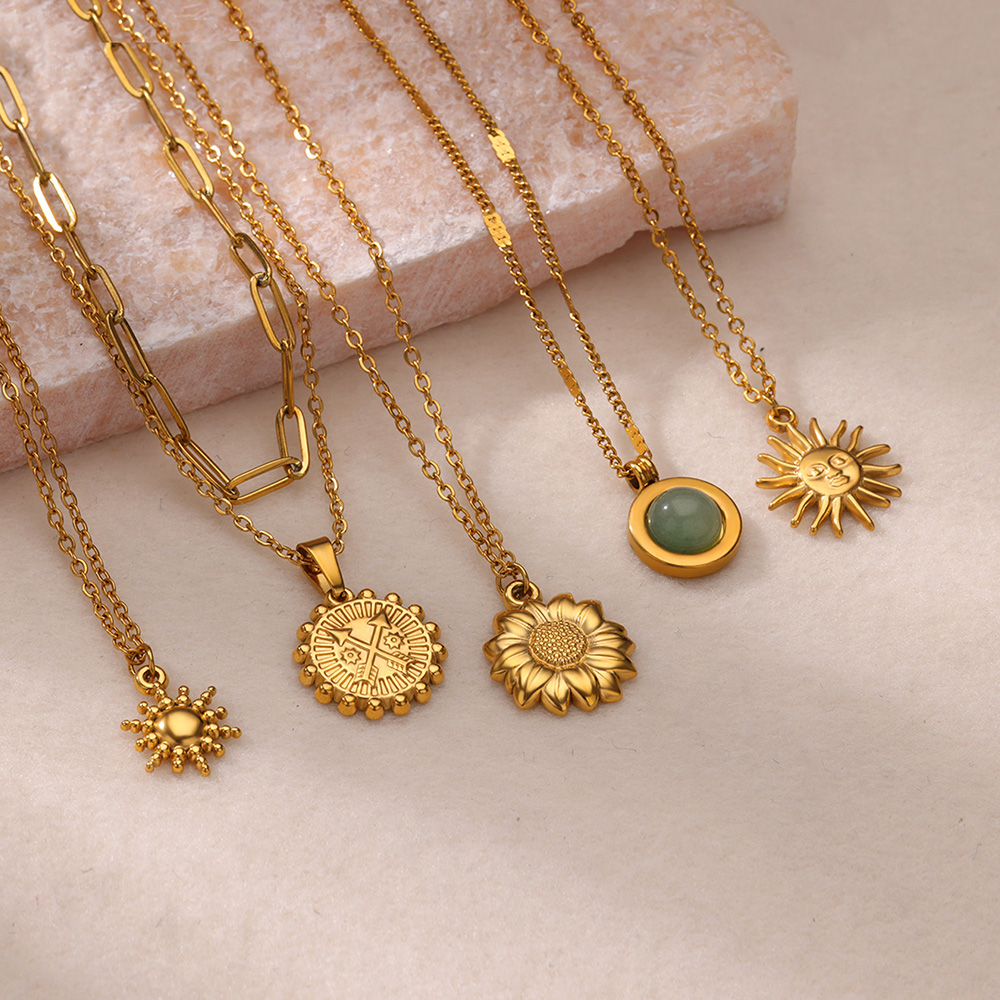 ステンレス鋼の幾何学的なネックレス女性のファッション太陽ひま - Birth Flower Necklace のレビューと価格