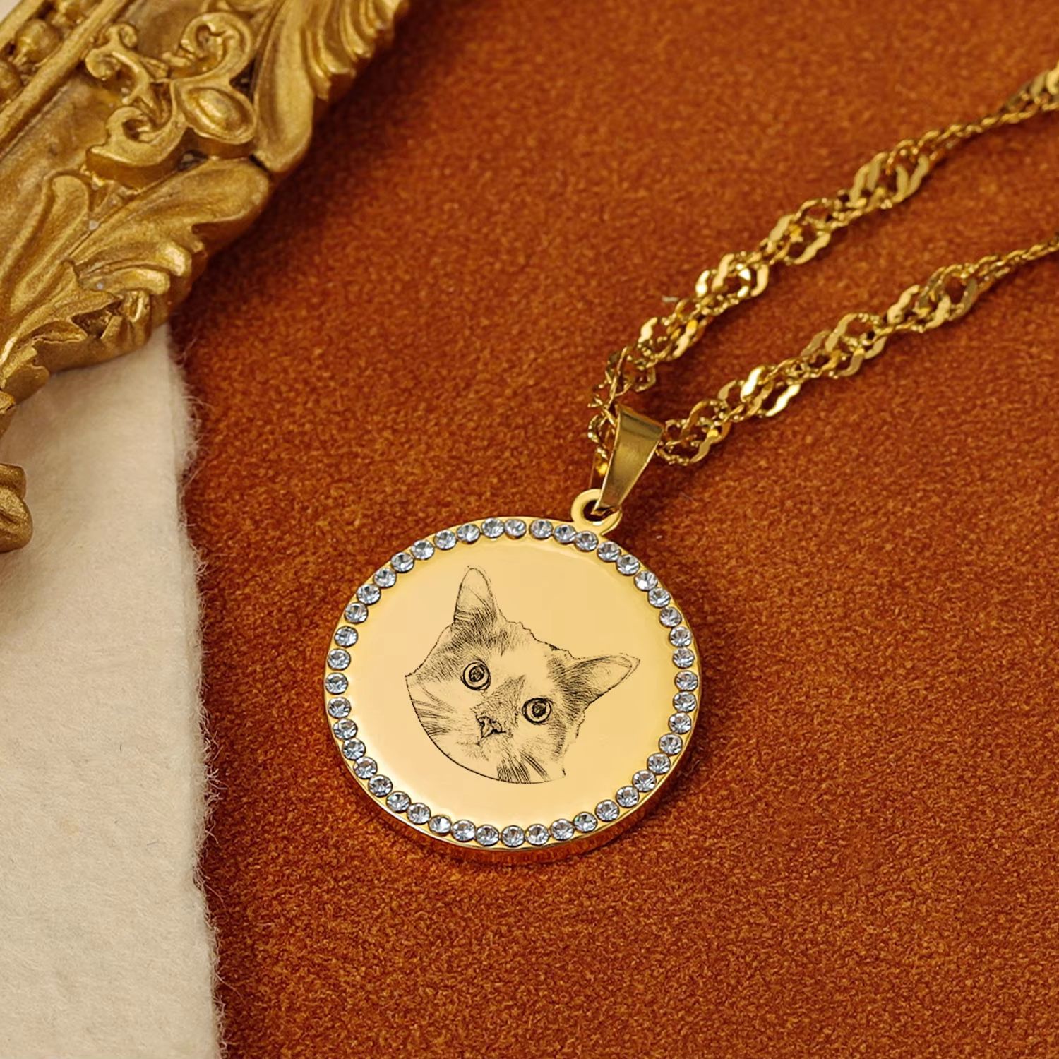 カスタム刻印写真パターンディスクネックレスペットポートレート - Pet Portrait Custom のレビューと価格