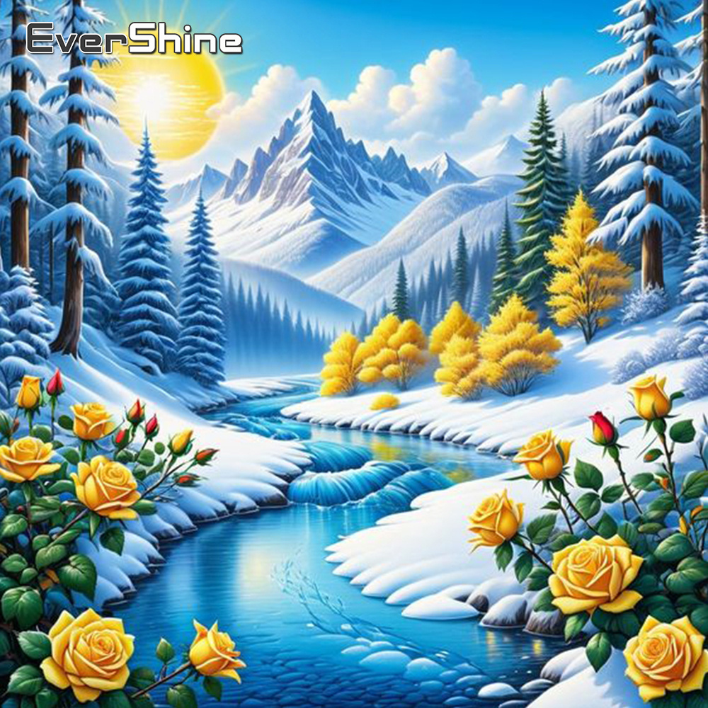 Evershine 川ダイヤモンド絵画風景新着モザイク花ライ - Photo Mosaic Print のレビューと価格
