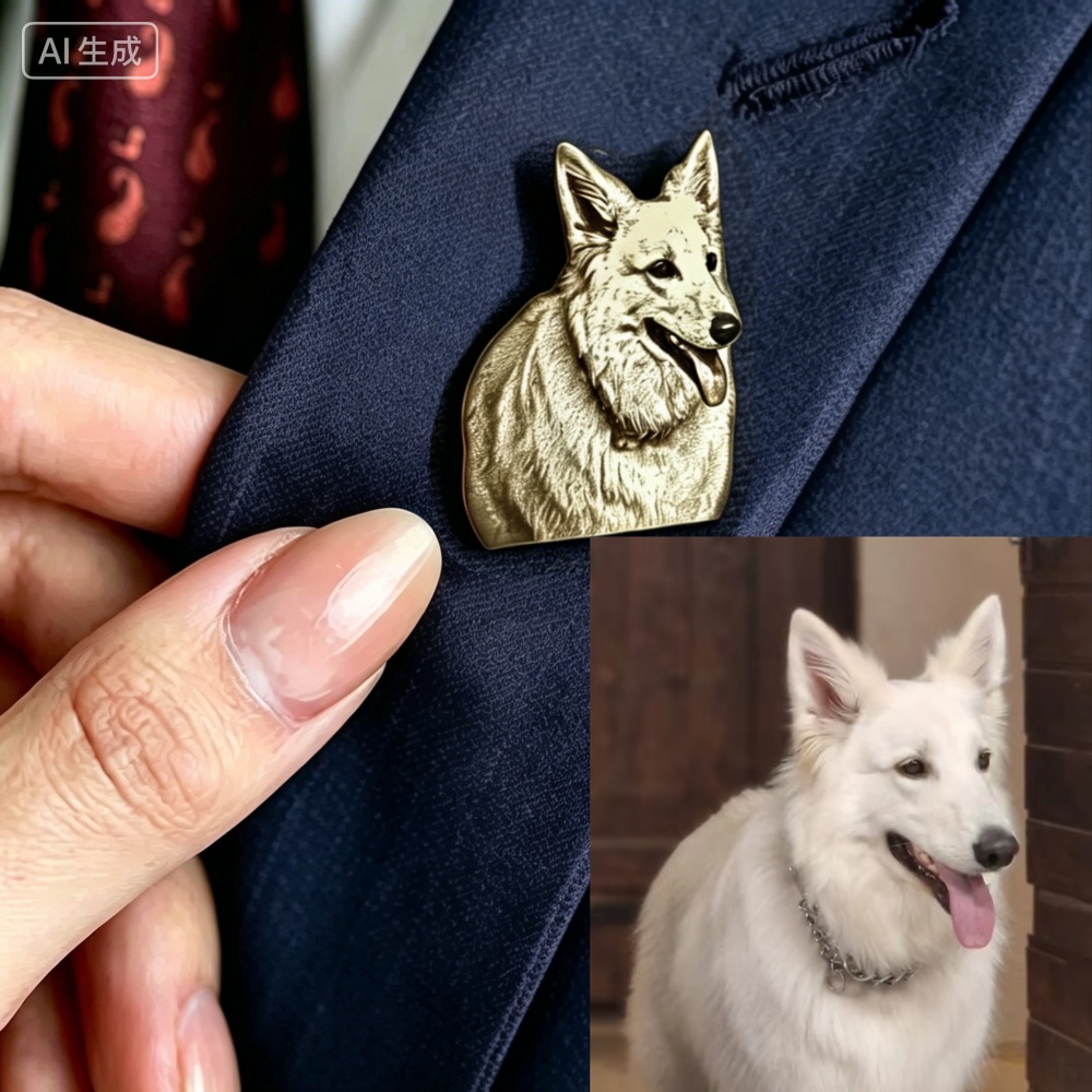 カスタムメイドペットポートレート写真ブローチ ステンレス製パ - Pet Portrait Custom のレビューと価格