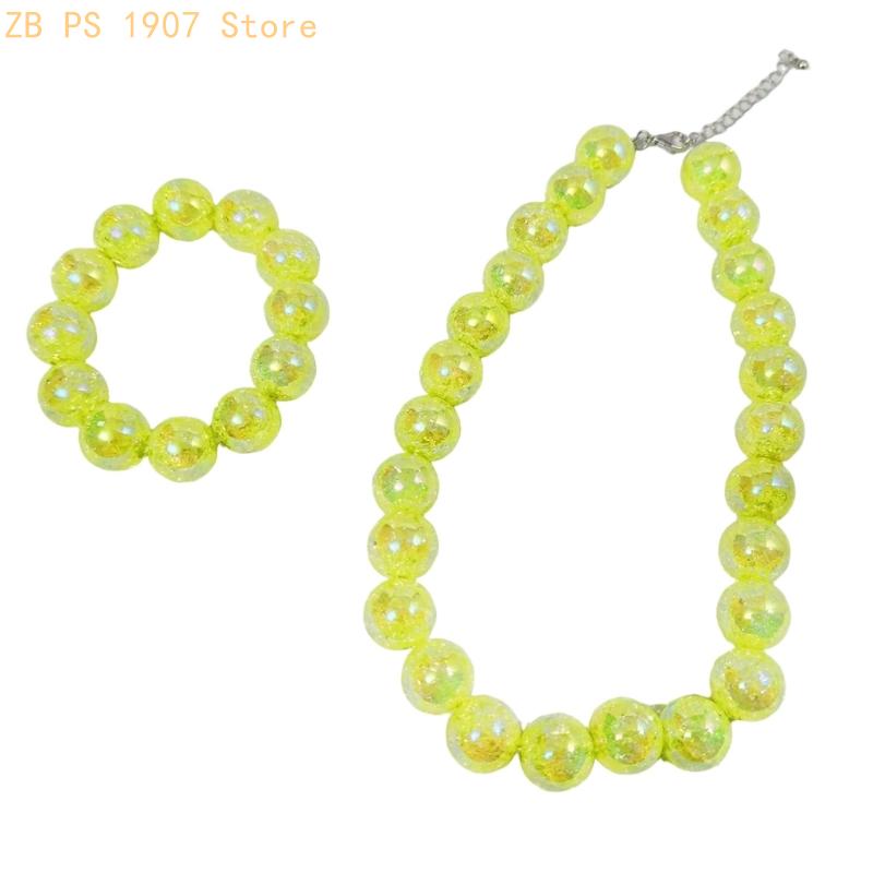 光沢のあるラウンドビーズジュエリーセット、ネックレスとブレス - Coordinates Bracelet のレビューと価格